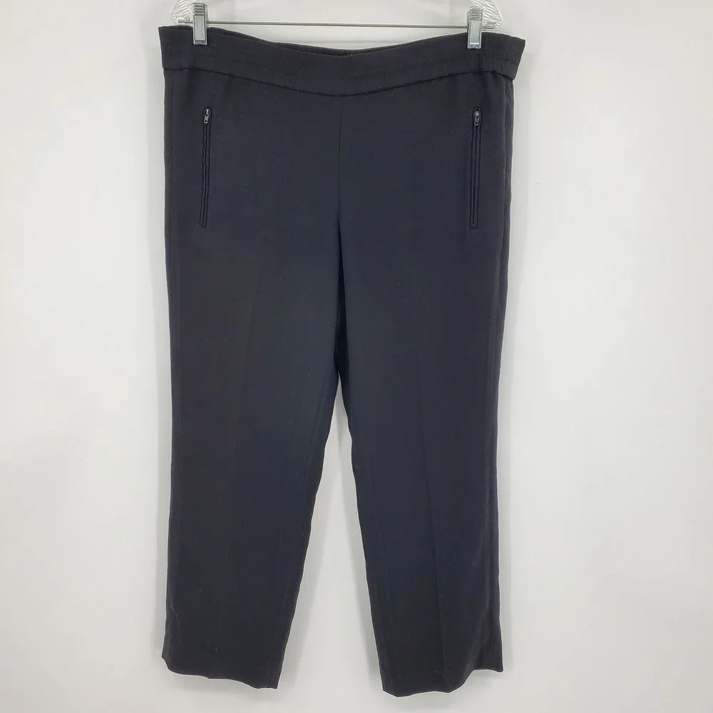 Tory Burch Addison Black High Rise Pull On Cropped Dress Pants Size 4 Career